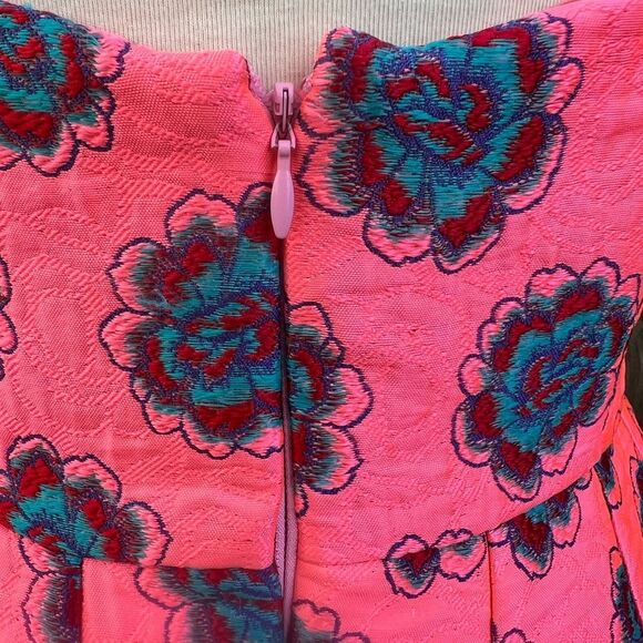 🦋ASOS SALON Fluro Jacquard Bandeau Wrap Front Bustier Dress Size 10 (AA2) - Picture 10 of 14